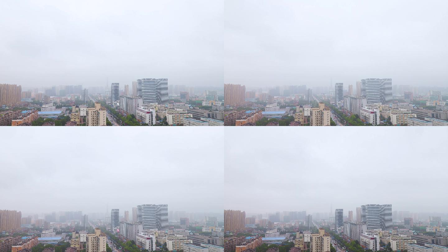 郑州城市乌云下雨