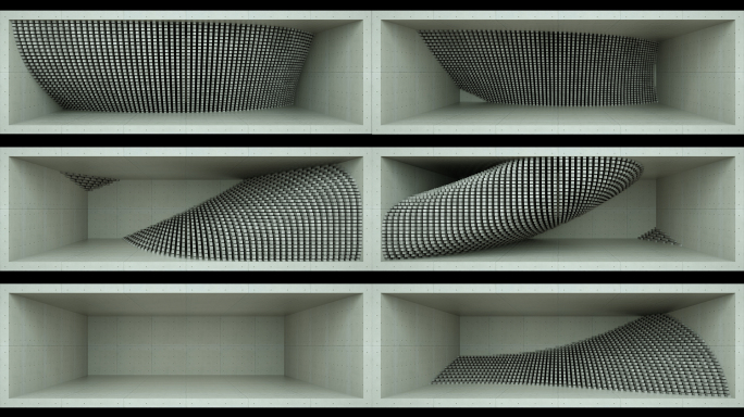 【裸眼3D】矩阵石墙肌理墙体方块建筑空间