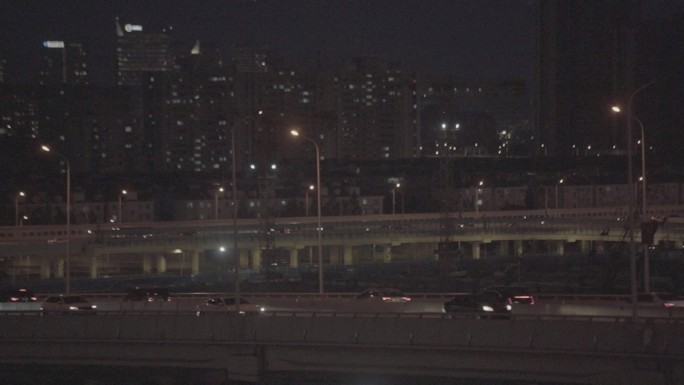 城市高架桥车流空镜