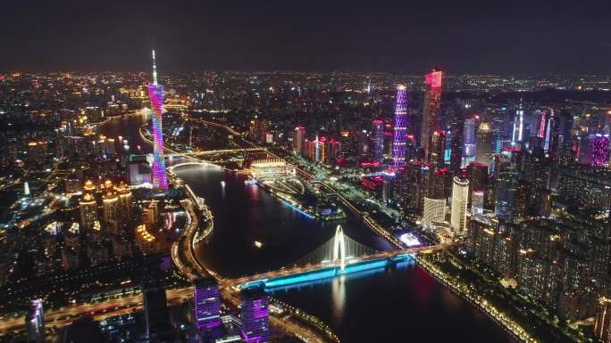 广州珠江海心大景延时 广州珠江 广州夜景