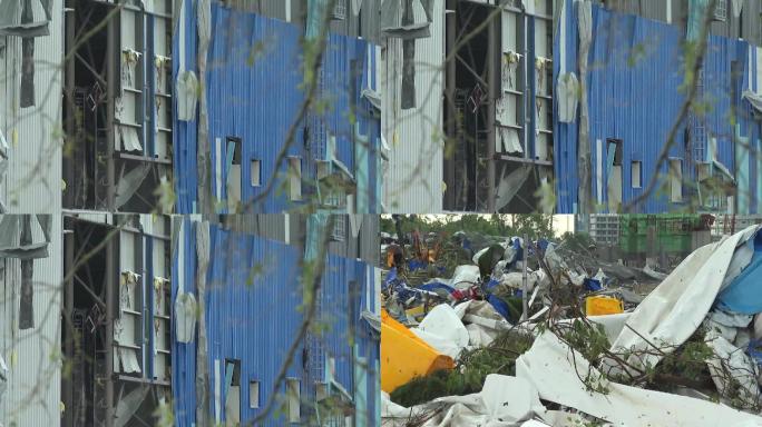 湖北省武汉市在龙卷风中损坏的建筑物