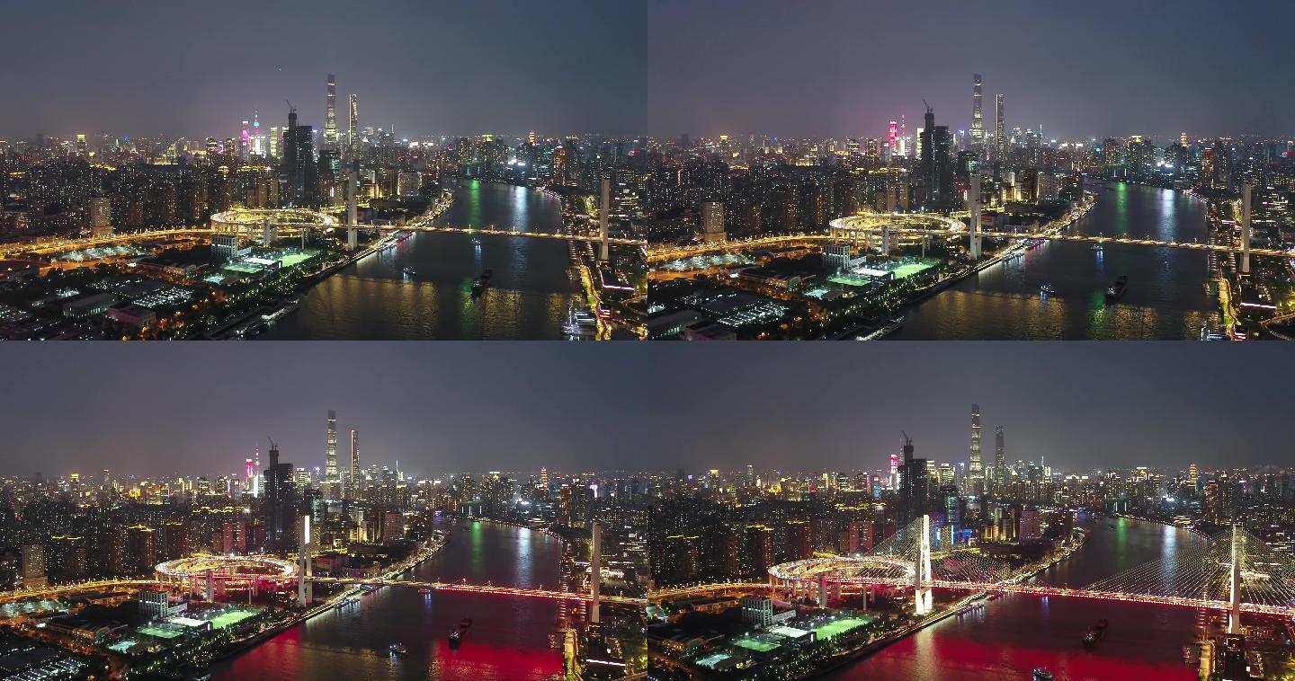 上海超广角夜景航拍素材
