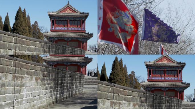 山海关、景区、古代建筑、古代、旗帜、松树