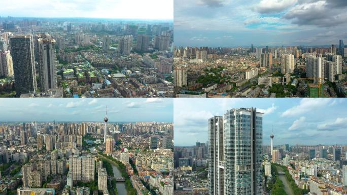 成都东门城市天际线景观航拍视频素材4K