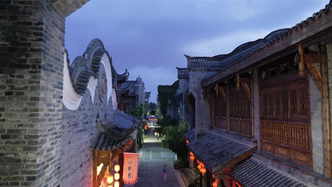 中式建筑民俗街道夜景