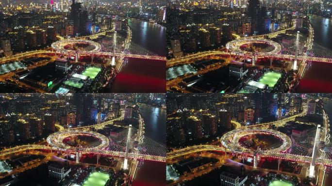 上海立交桥夜景航拍素材