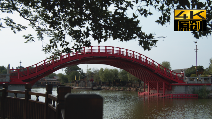 桥、红桥、河流、流水、自然风光、风景