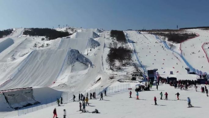 冬奥场馆崇礼万龙滑雪场航拍