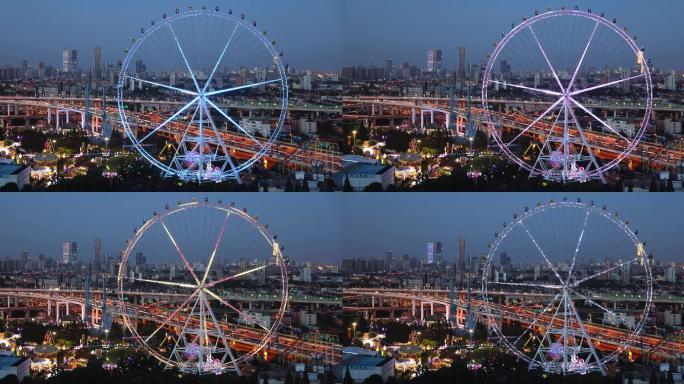 上海城市摩天轮夜景