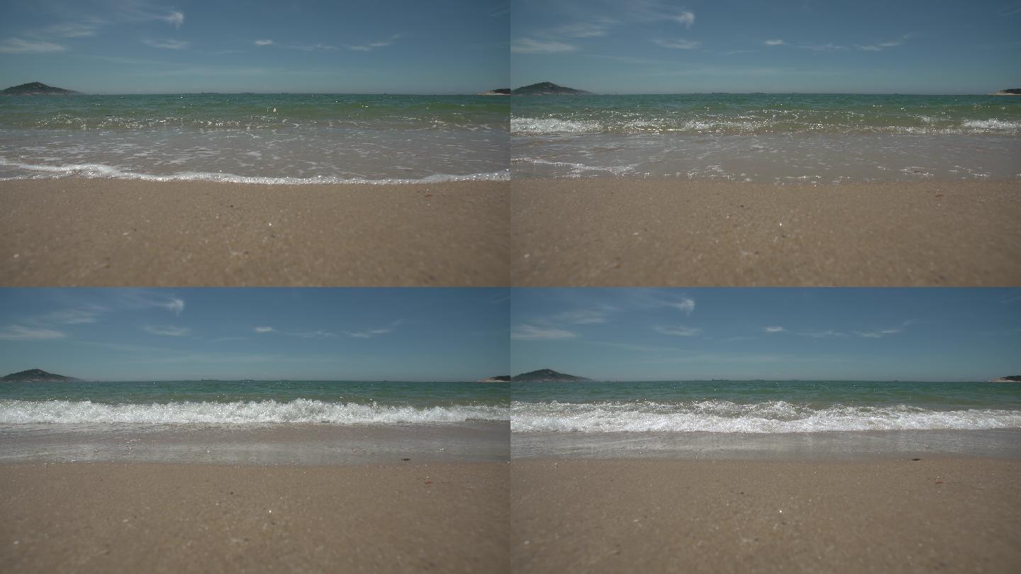 潮州海边空镜南门海堤沙滩海浪