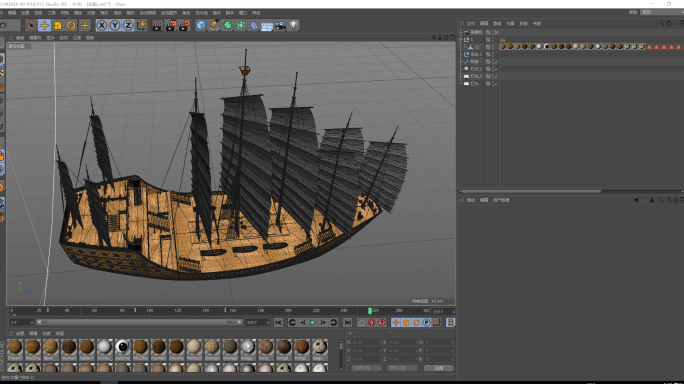 古船C4D高精度模型