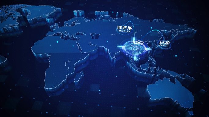 蓝色科技辐射全世界地图包装