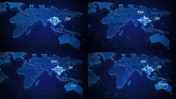 蓝色科技辐射全世界地图包装