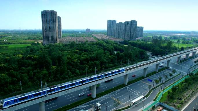4K航拍杭海城际铁路