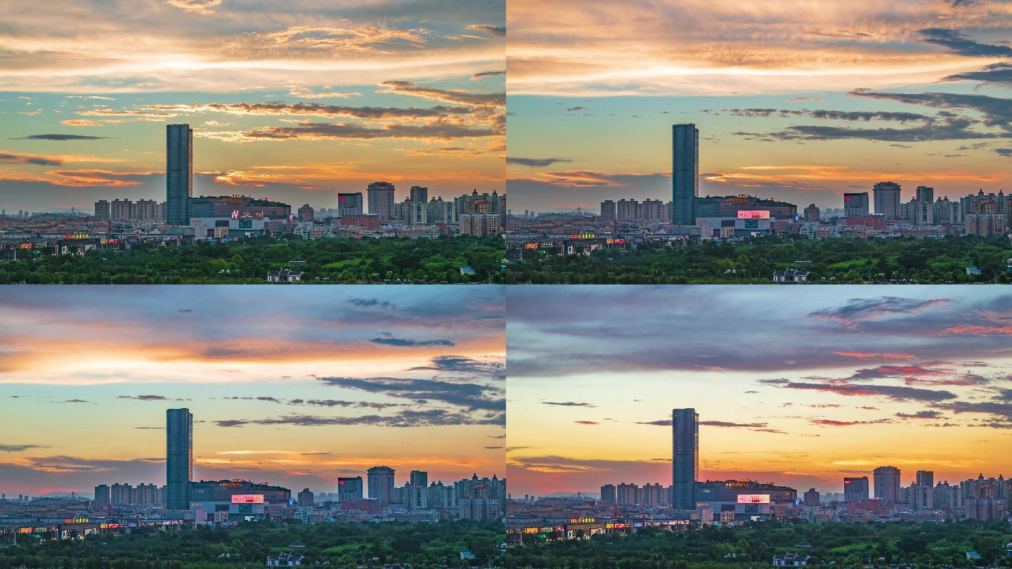 中国灯饰之都中山市古镇华艺广场日落夜景