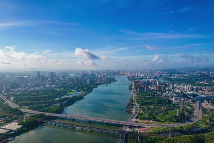 6K 惠州博罗东江大桥风景天空延时航拍