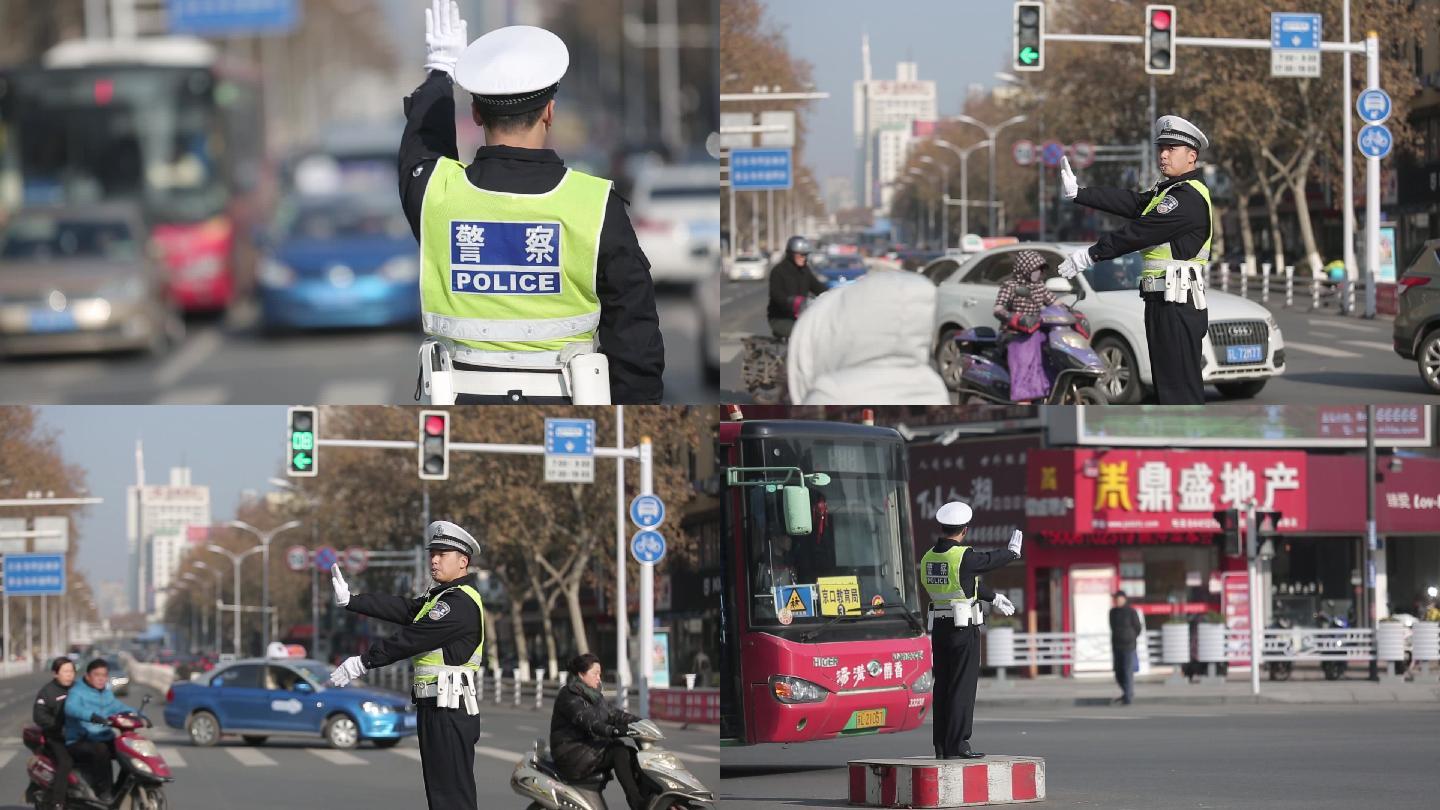 交警十字路口指挥交通