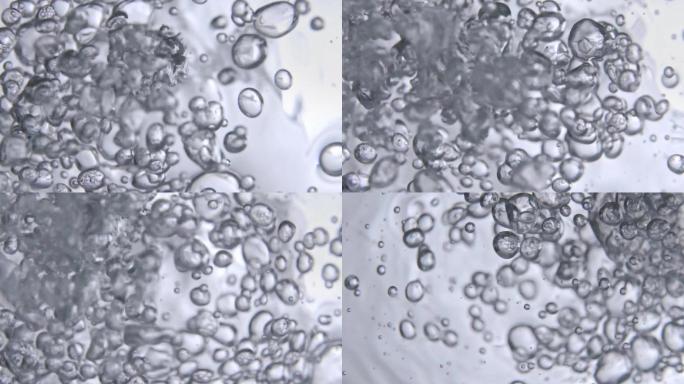 白色背景倒水底部气泡
