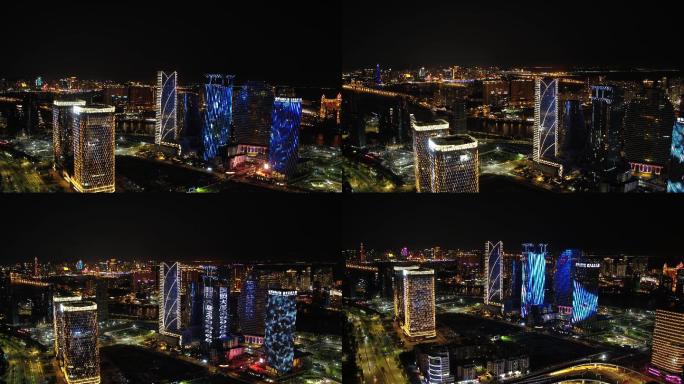 繁华城市夜景航拍视频素材