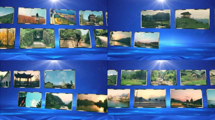 蓝色照片墙pr模板