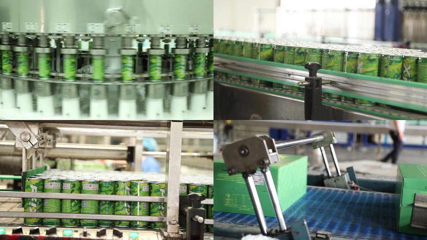 罐装饮料工厂机械化生产流水线