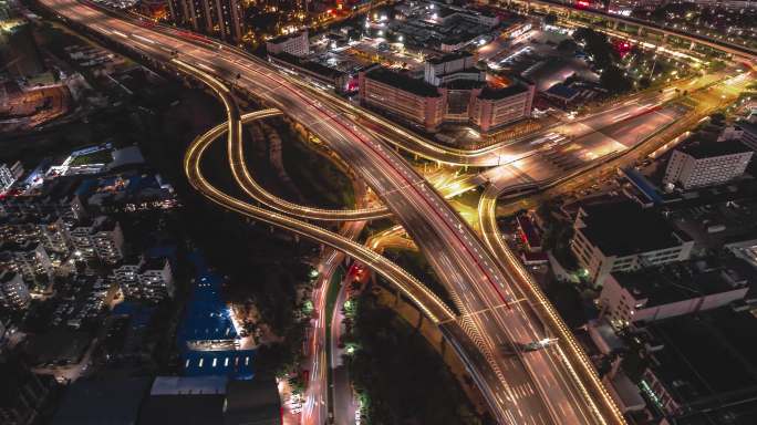 珠海城市夜景4段延时车轨集合4k高清素材