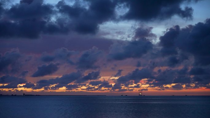 琼州海峡唯美晚霞