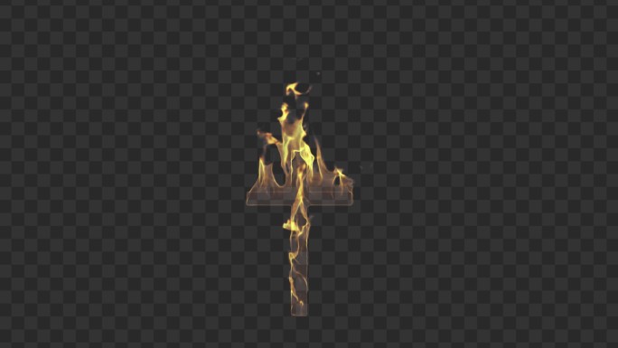 4K金色火焰十字架-带通道