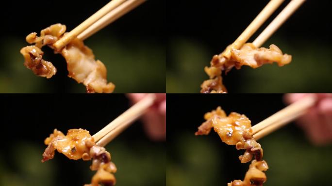 筷子夹起肉片 (3)