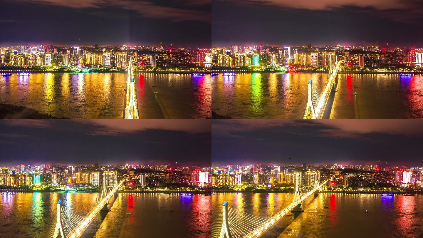 夷陵长江大桥位移夜景（航拍）