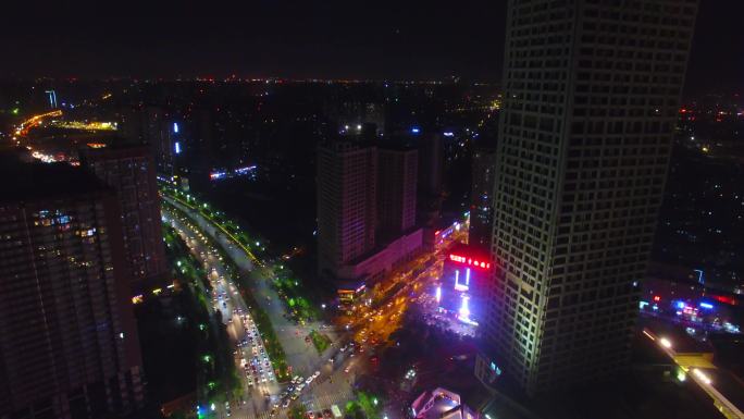4k城市高楼夜景灯光公路航拍高角度