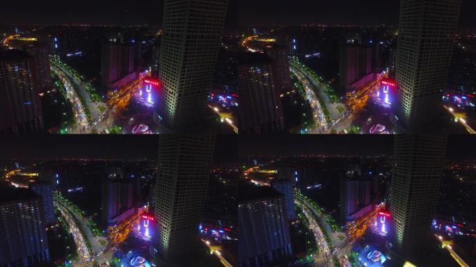 4k城市高楼夜景灯光公路航拍高角度