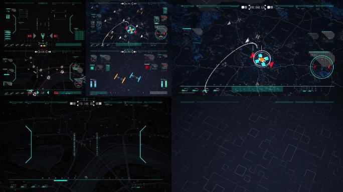 HUD科技界面城市探查扫描演示动画