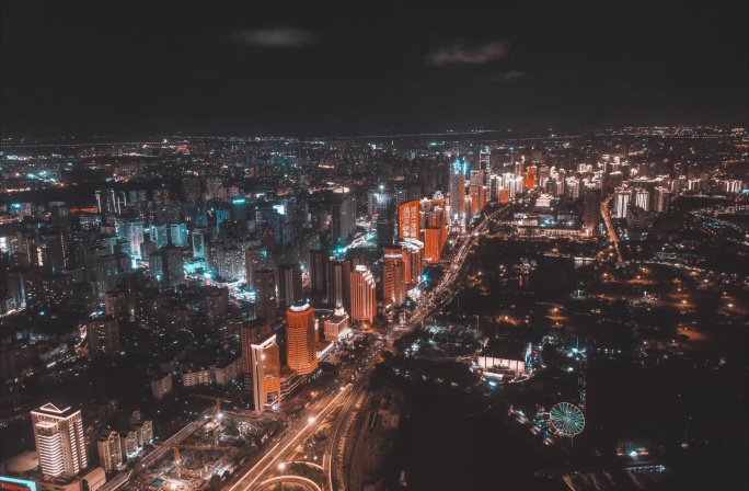 海口夜景航拍延时