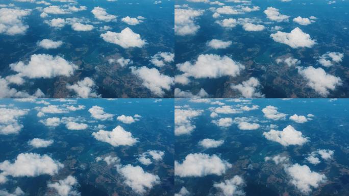 4K云海蓝天飞机上穿越云层高空梦幻旅行