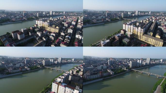 湖南怀化溆浦县城市空镜航拍河流道路