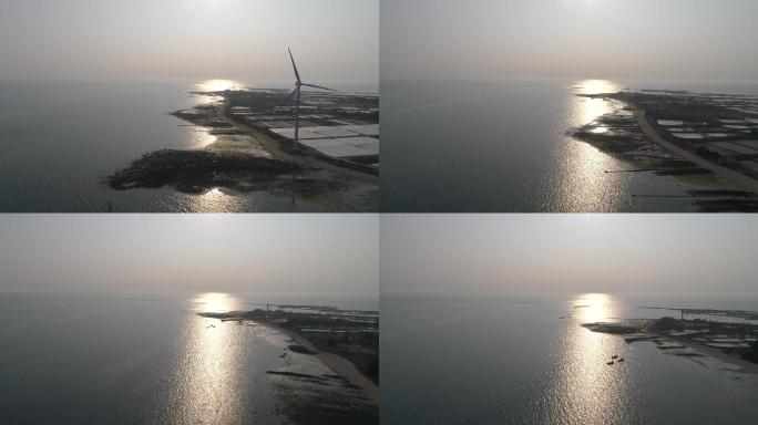湛江海边及风车、日落 航拍 4k