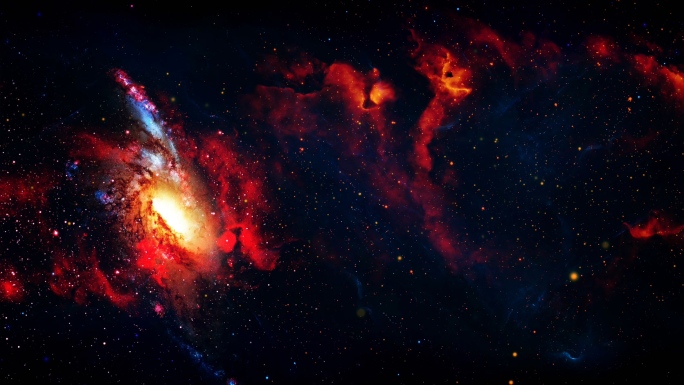 【4K宇宙】梦幻红色星云银河星系未来星际