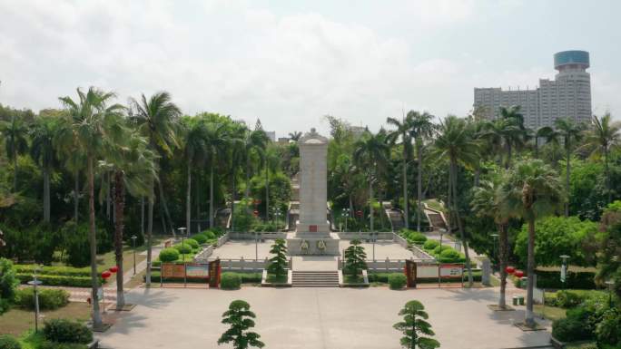 海南省海口市人民公园海南解放纪念碑航拍