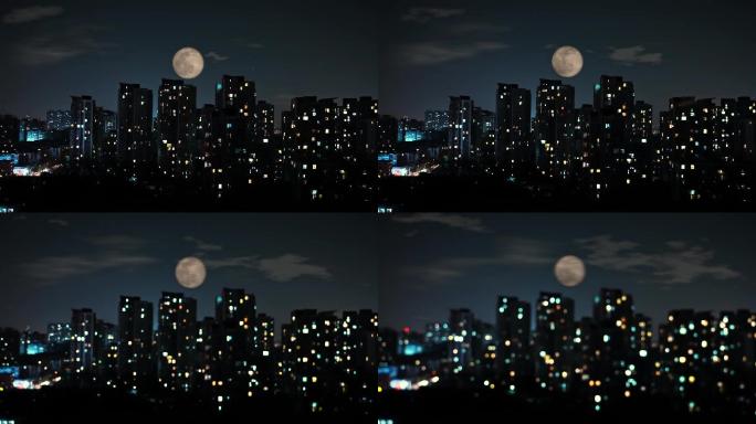 夜晚城市慢慢升起