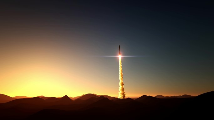 日落时发射火箭模拟火箭发射军事导弹导弹发