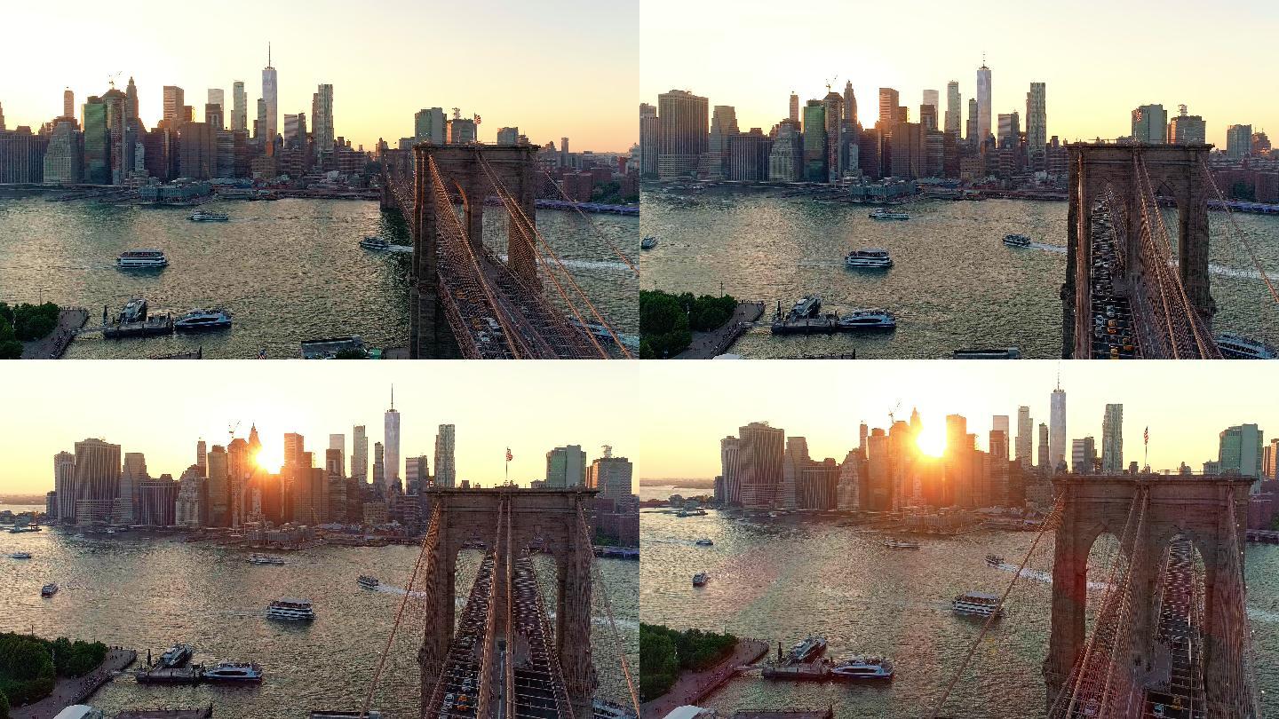 俯瞰曼哈顿市中心和布鲁克林大桥