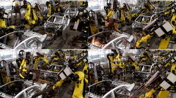 汽车厂的机器人生产线