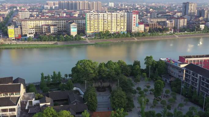 湖南怀化溆浦向警予纪念馆故居铜像航拍远景