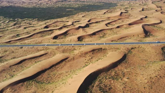 沙漠公路多角度航拍素材