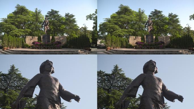 向警予同志纪念馆雕像延时阳光蓝天