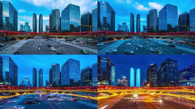 成都金融城网红交子之环夜景延时摄影4K