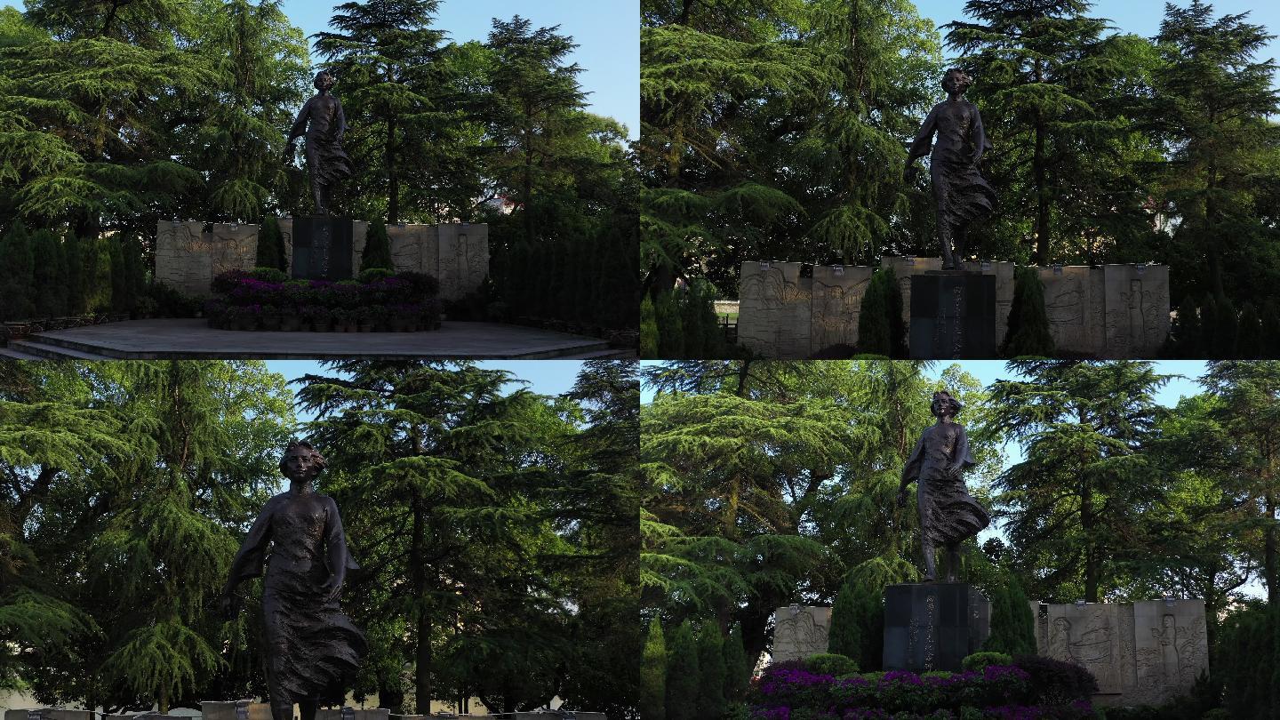 湖南怀化溆浦向警予铜像纪念碑广场航拍