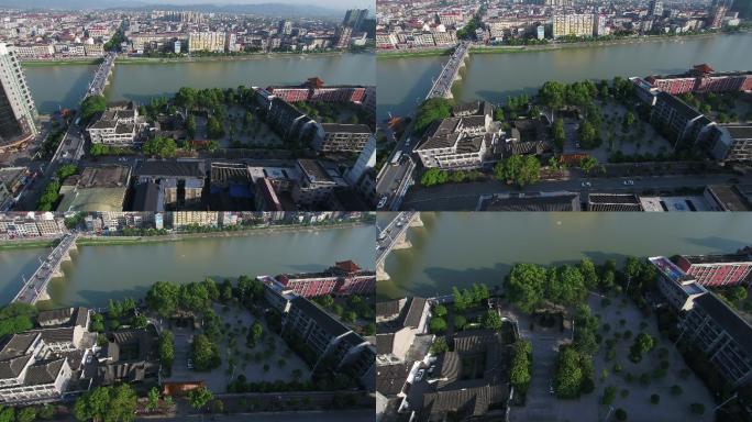 向警予同志纪念馆航拍城市河流道路空镜