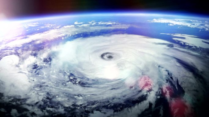 从太空中可以看到巨大的飓风和耀斑